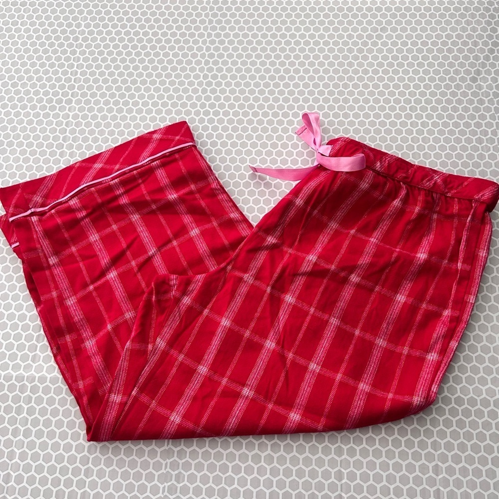 Secret Treasures Red Plaid Pajama Pants with Pink Satin Waistband Size XL